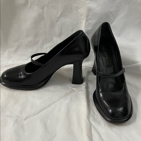 Via Spiga Black Mary Jane Chunky Heels -SZ 10 - Italy - Picture 10 of 12